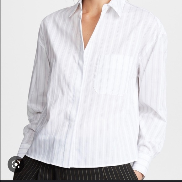 Vince Tops - Vince Boxy Pinstripe Button Front